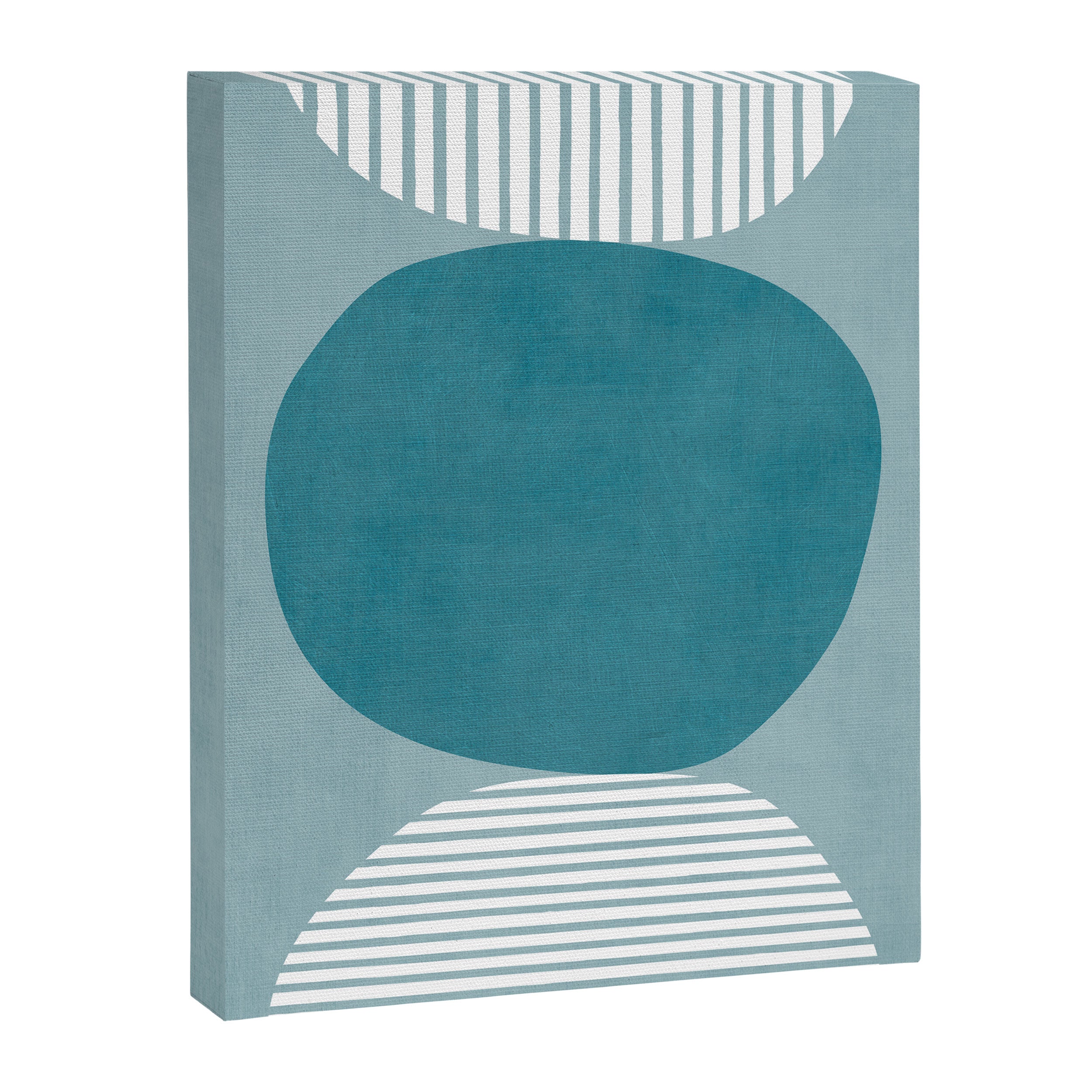 Teal White Lines Minimalist Artwork 02 Canvas Print Gallery Image 6