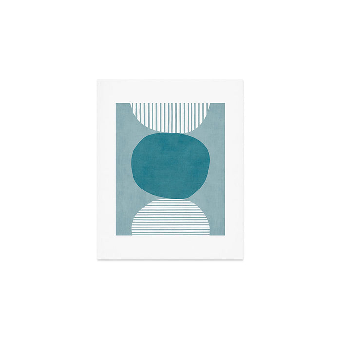 Teal White Lines Minimalist Artwork 02 Art Print Gallery Image 1
