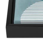 Teal White Lines Minimalist Artwork 02 Framed Canvas Print Gallery Image 3