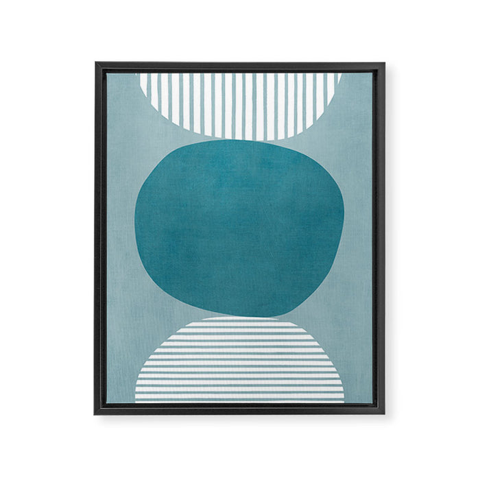 Teal White Lines Minimalist Artwork 02 Framed Canvas Print Gallery Image 1