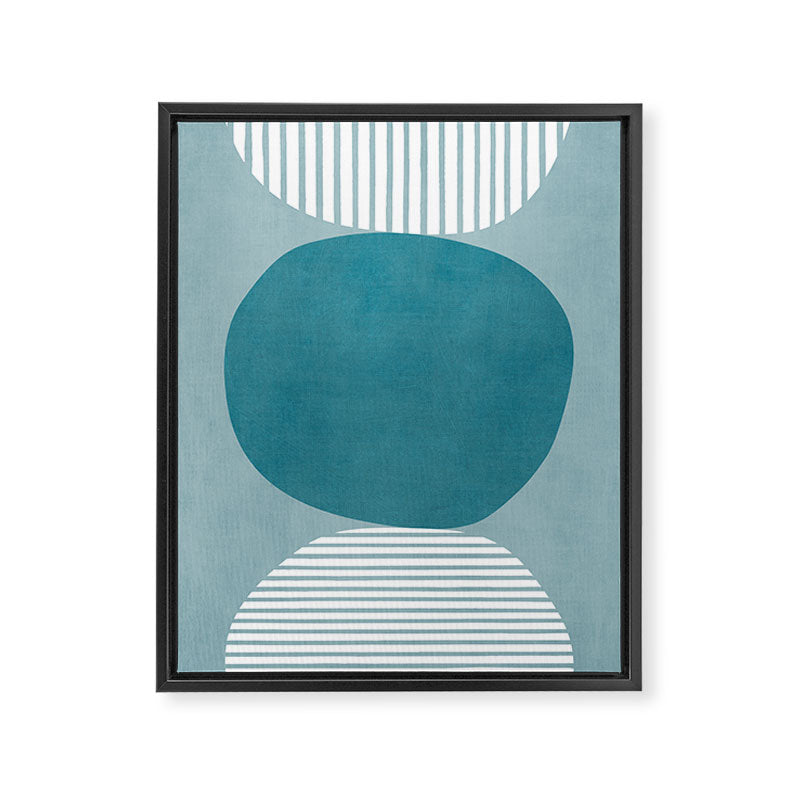 Teal White Lines Minimalist Artwork 02 Framed Canvas Print Gallery Image 6