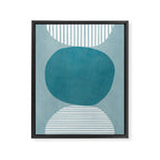 Teal White Lines Minimalist Artwork 02 Framed Canvas Print Gallery Image 6