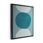 Teal White Lines Minimalist Artwork 02 Framed Canvas Print Gallery Image 2