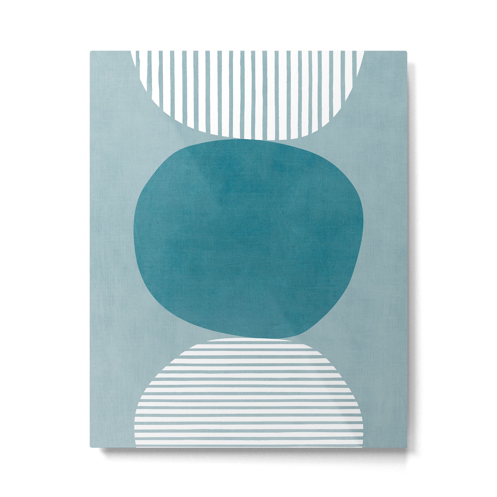 Teal White Lines Minimalist Artwork 02 Metal Print Gallery Image 4
