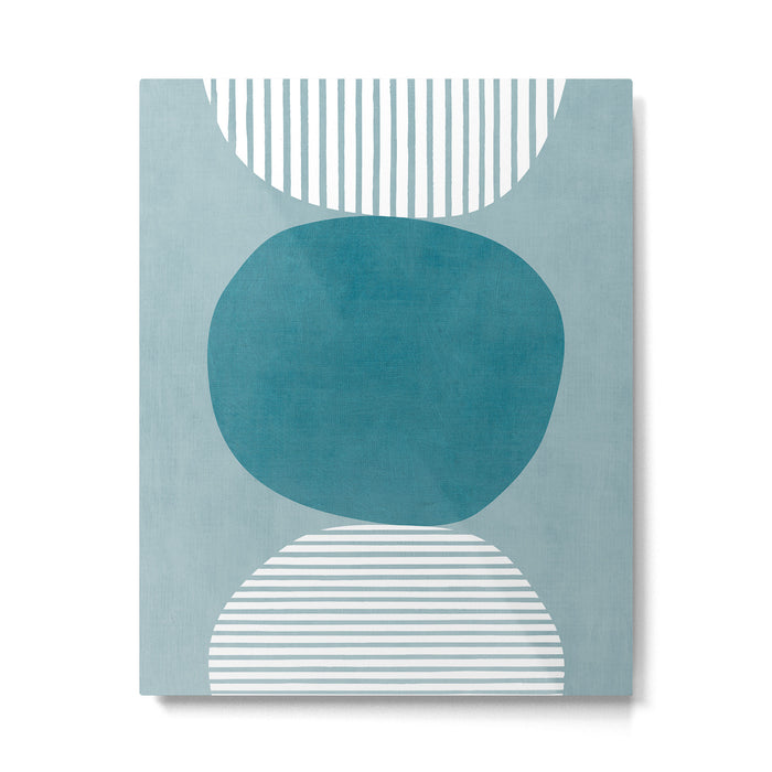 Teal White Lines Minimalist Artwork 02 Metal Print Gallery Image 1