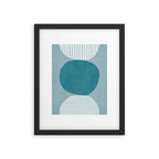 Teal White Lines Minimalist Artwork 02 Framed Art Print Gallery Image 5