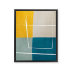 Teal Yellow Beige Abstract Artwork Framed Canvas Print Gallery Image 6
