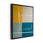 Teal Yellow Beige Abstract Artwork Framed Canvas Print Gallery Image 2