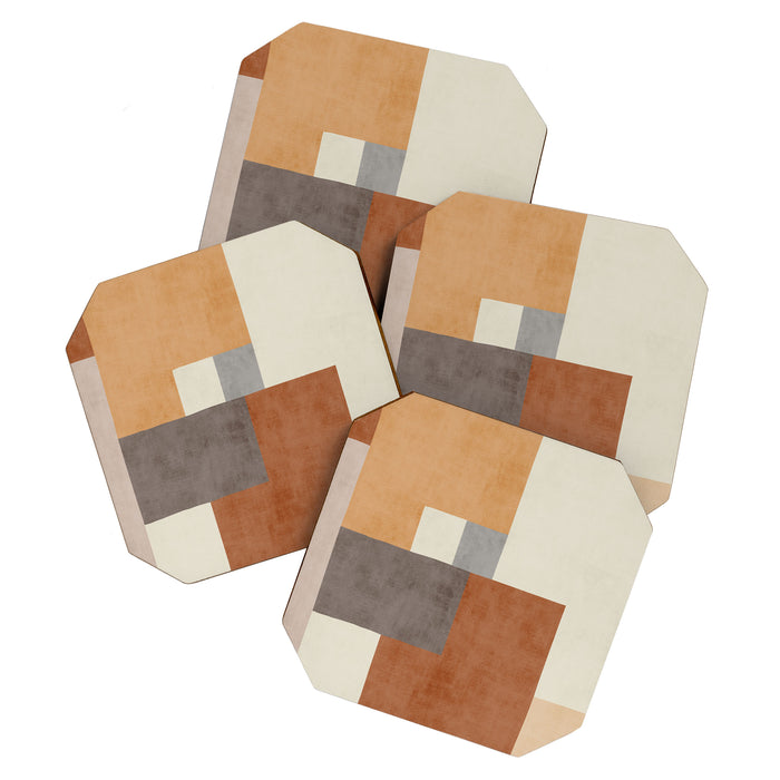 Terra Earth Tones Geometric Modern Abstract Coaster Gallery Image 1