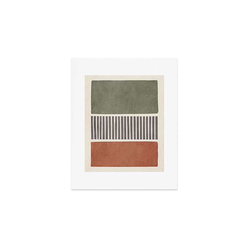 Terra Green Gray Lines Bold Minimalist Design Artwork Art Print Gallery Image 1