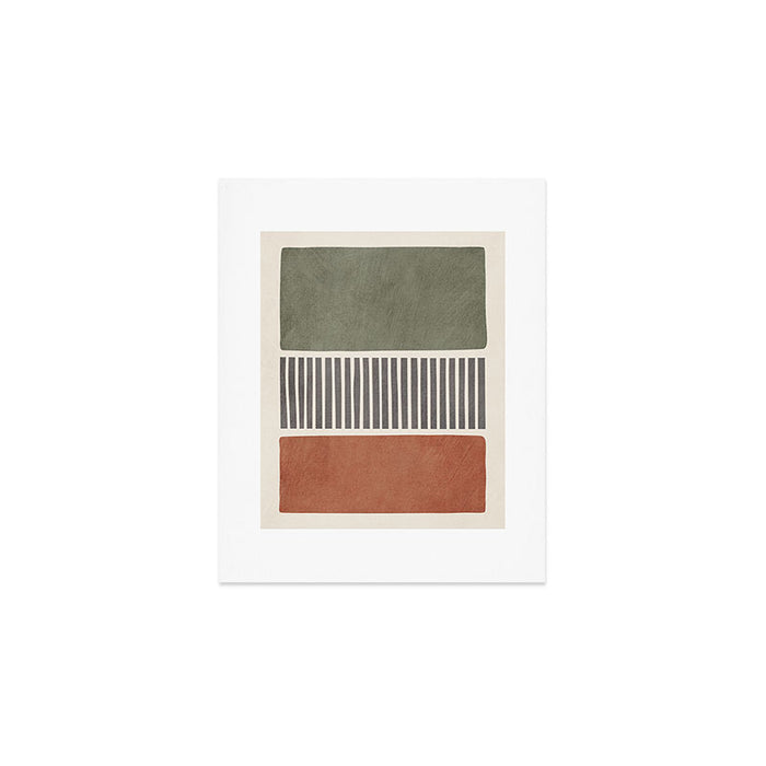 Terra Green Gray Lines Bold Minimalist Design Artwork Art Print Gallery Image 1