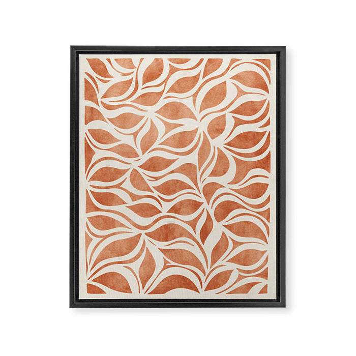 Terracotta Abstract Leaves Artwork Framed Canvas Print Gallery Image 1