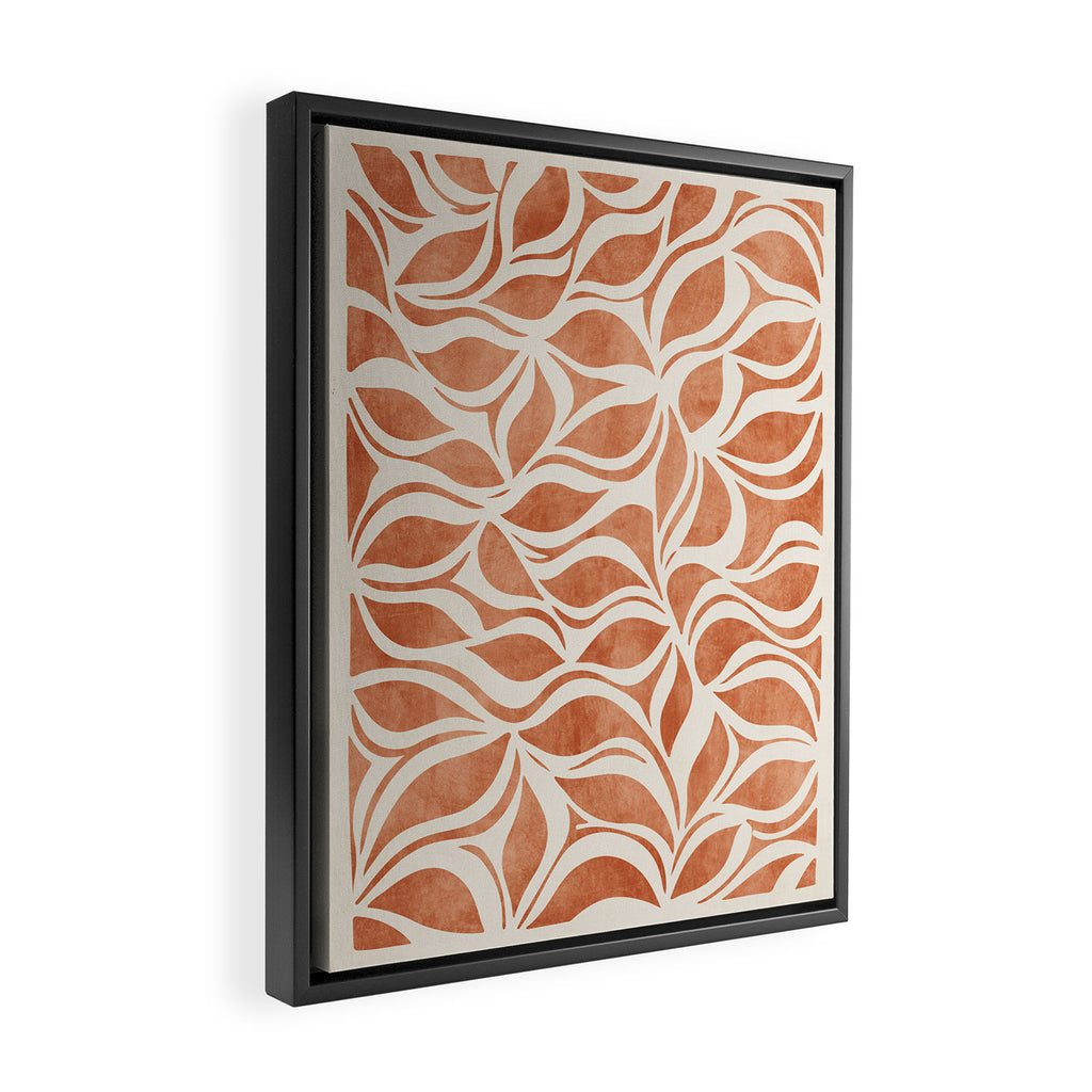 Terracotta Abstract Leaves Artwork Framed Canvas Print Gallery Image 2