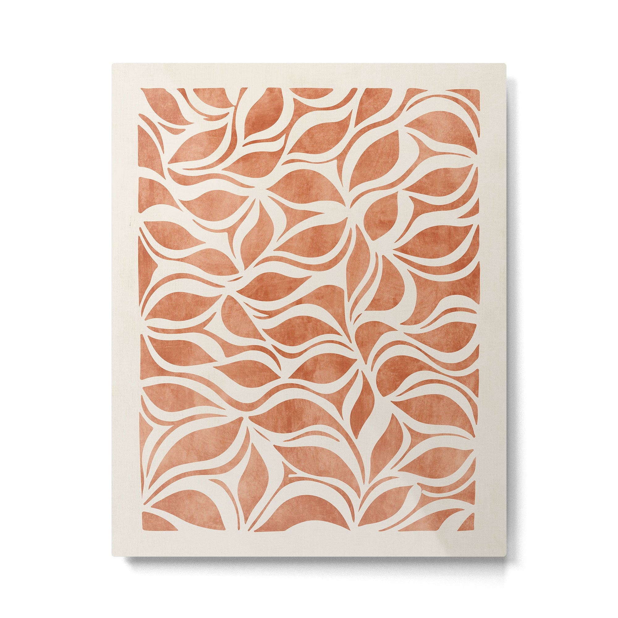 Terracotta Abstract Leaves Artwork Metal Print Gallery Image 4
