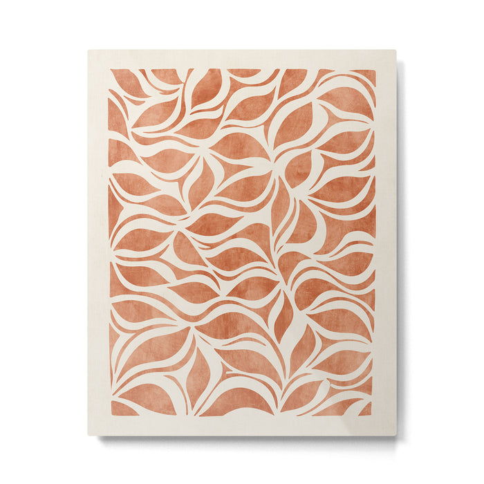 Terracotta Abstract Leaves Artwork Metal Print Gallery Image 1