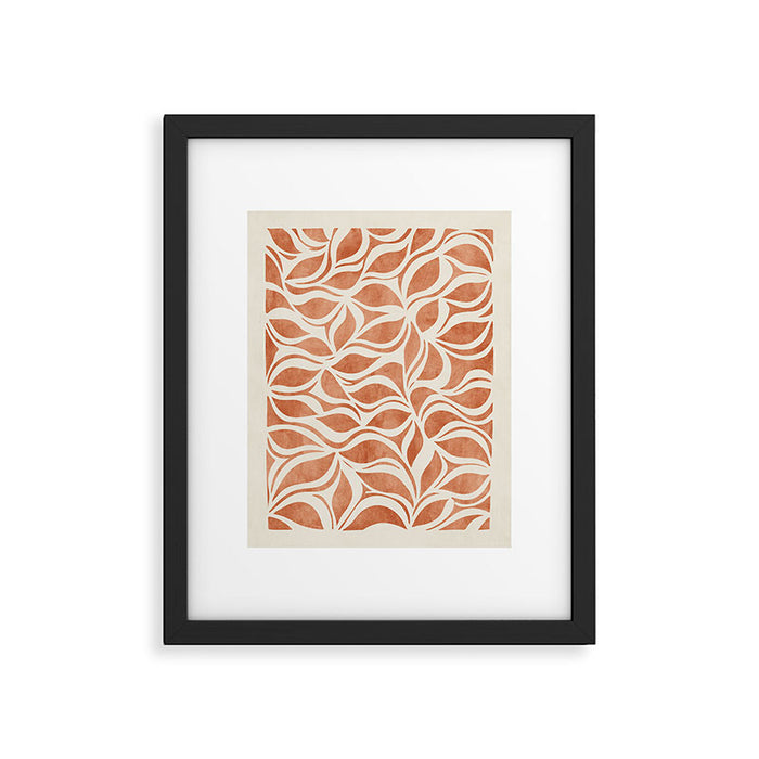Terracotta Abstract Leaves Artwork Framed Art Print Gallery Image 1