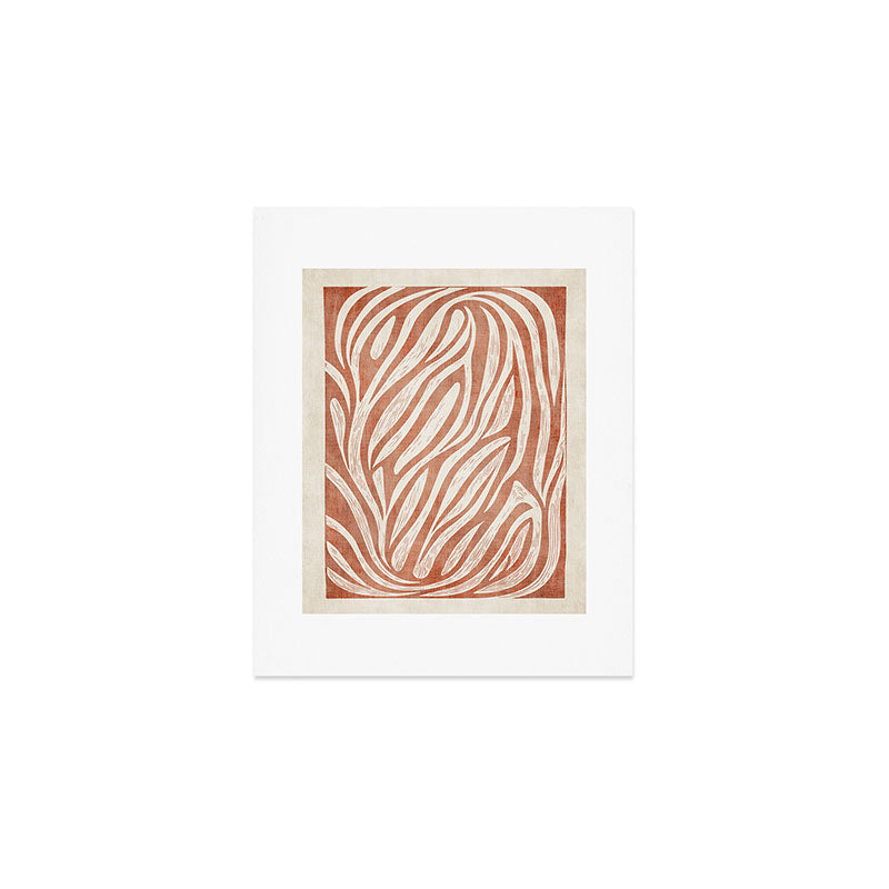 Terracotta Abstract Leaves Modern Design Art Print Gallery Image 1