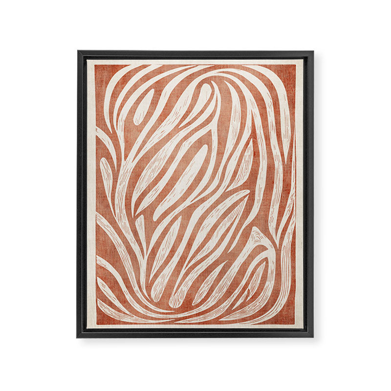 Terracotta Abstract Leaves Modern Design Framed Canvas Print Gallery Image 6