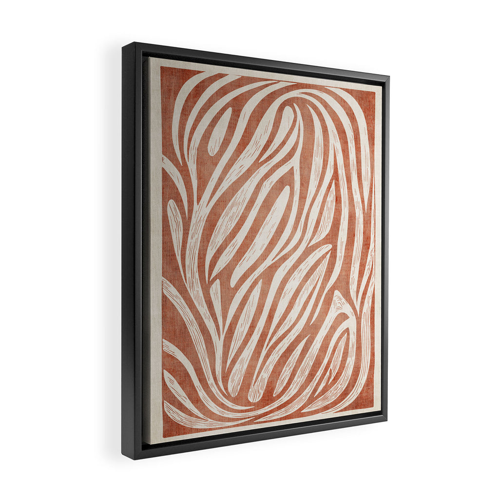 Terracotta Abstract Leaves Modern Design Framed Canvas Print Gallery Image 2