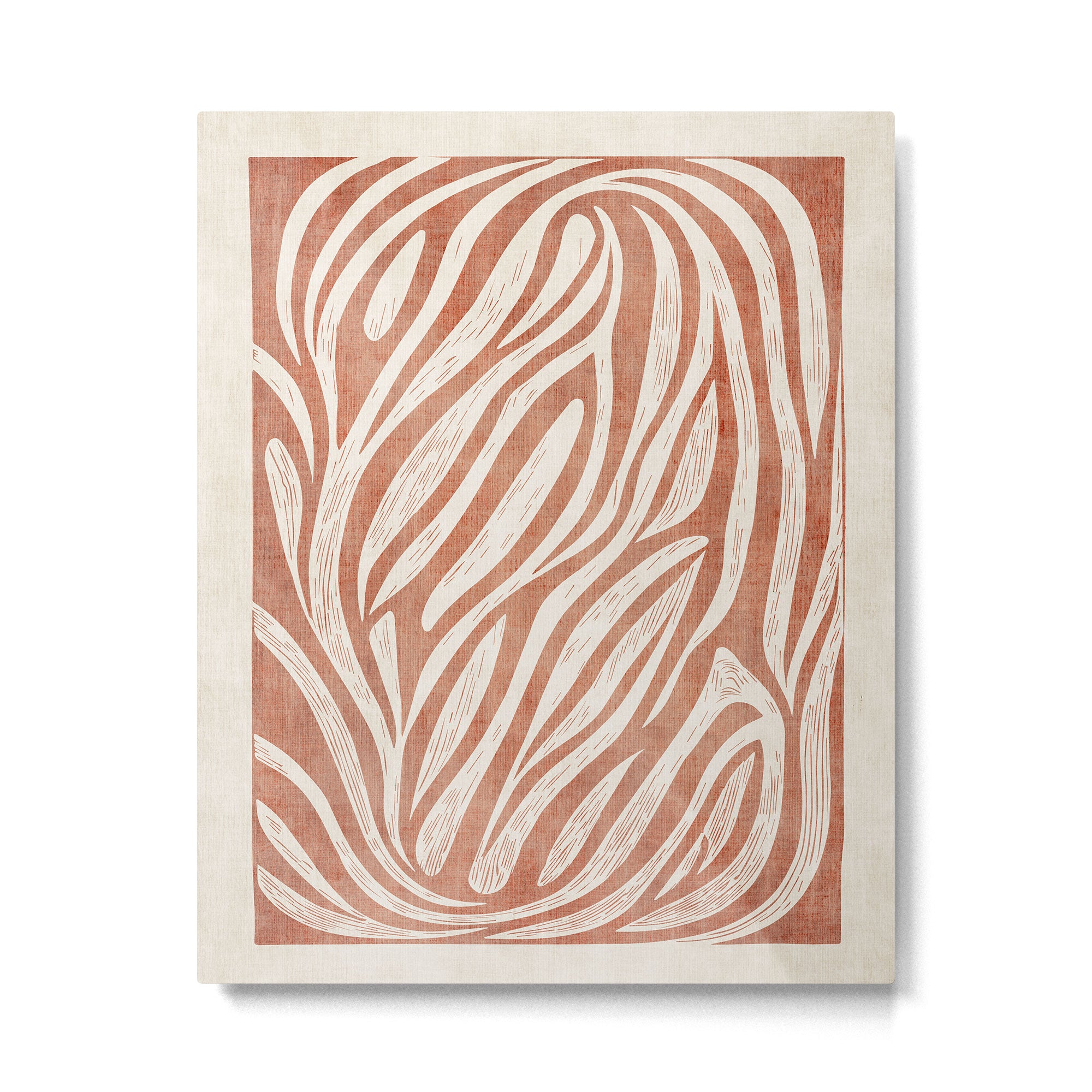Terracotta Abstract Leaves Modern Design Metal Print Gallery Image 4