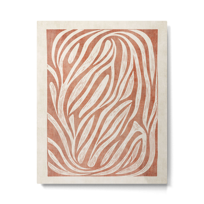 Terracotta Abstract Leaves Modern Design Metal Print Gallery Image 1