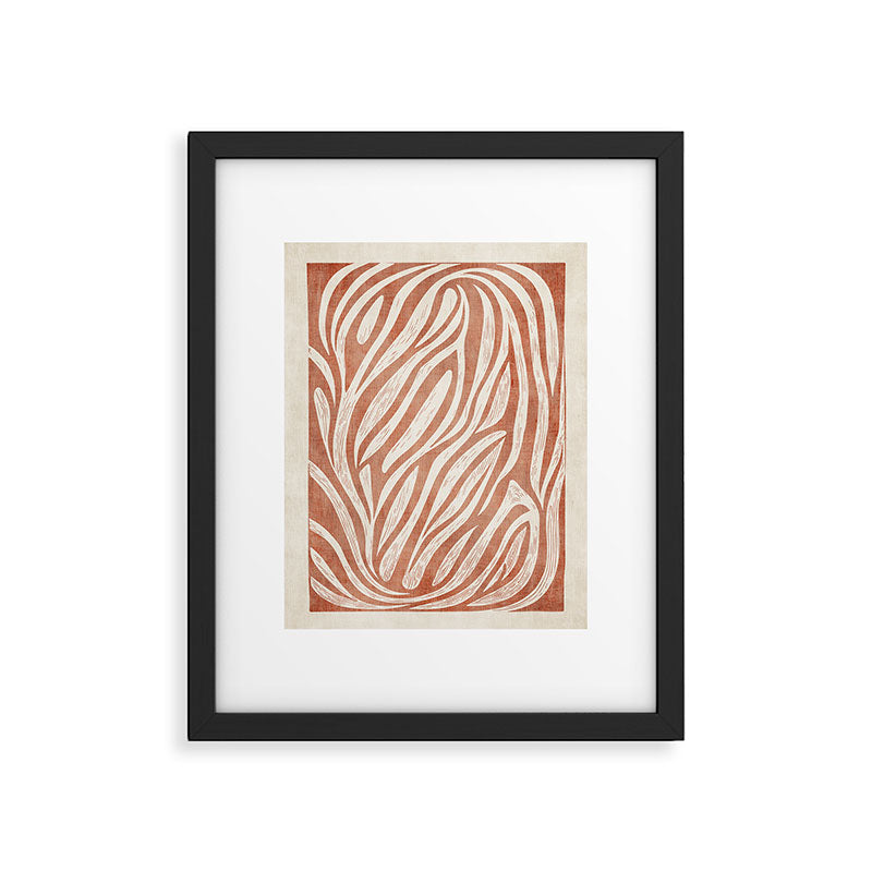 Terracotta Abstract Leaves Modern Design Framed Art Print Gallery Image 5