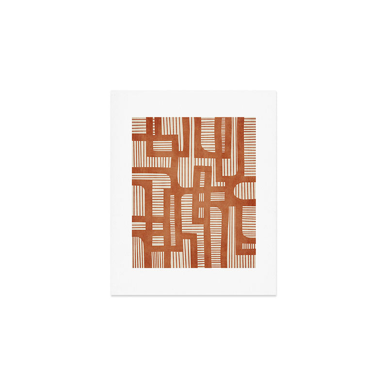 Terracotta Abstract Lines Artwork Hand Drawn Art Art Print Gallery Image 1