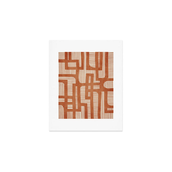 Terracotta Abstract Lines Artwork Hand Drawn Art Art Print Gallery Image 1