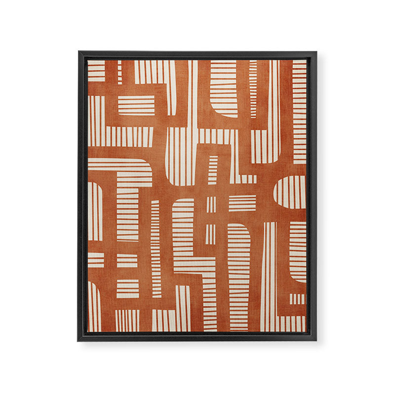 Terracotta Abstract Lines Artwork Hand Drawn Art Framed Canvas Print Gallery Image 6