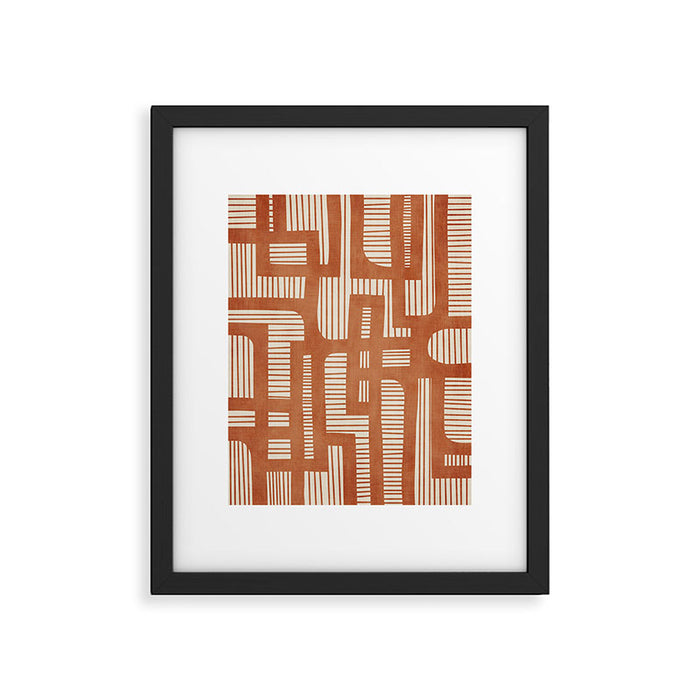 Terracotta Abstract Lines Artwork Hand Drawn Art Framed Art Print Gallery Image 1