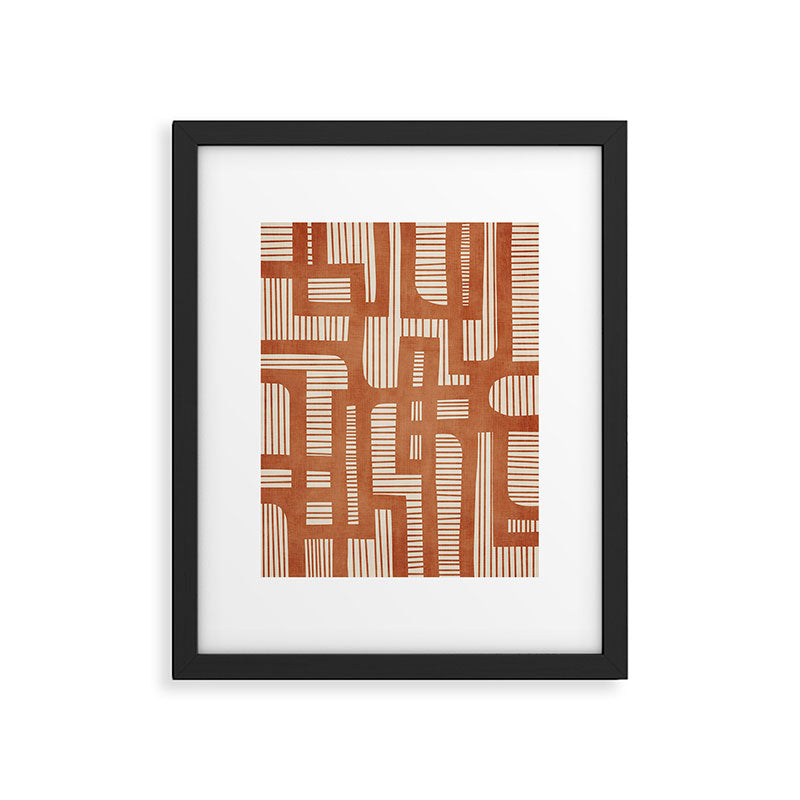 Terracotta Abstract Lines Artwork Hand Drawn Art Framed Art Print Gallery Image 5