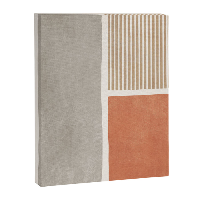 Terracotta Beige Tan Bold Lines Artwork Canvas Print Gallery Image 1