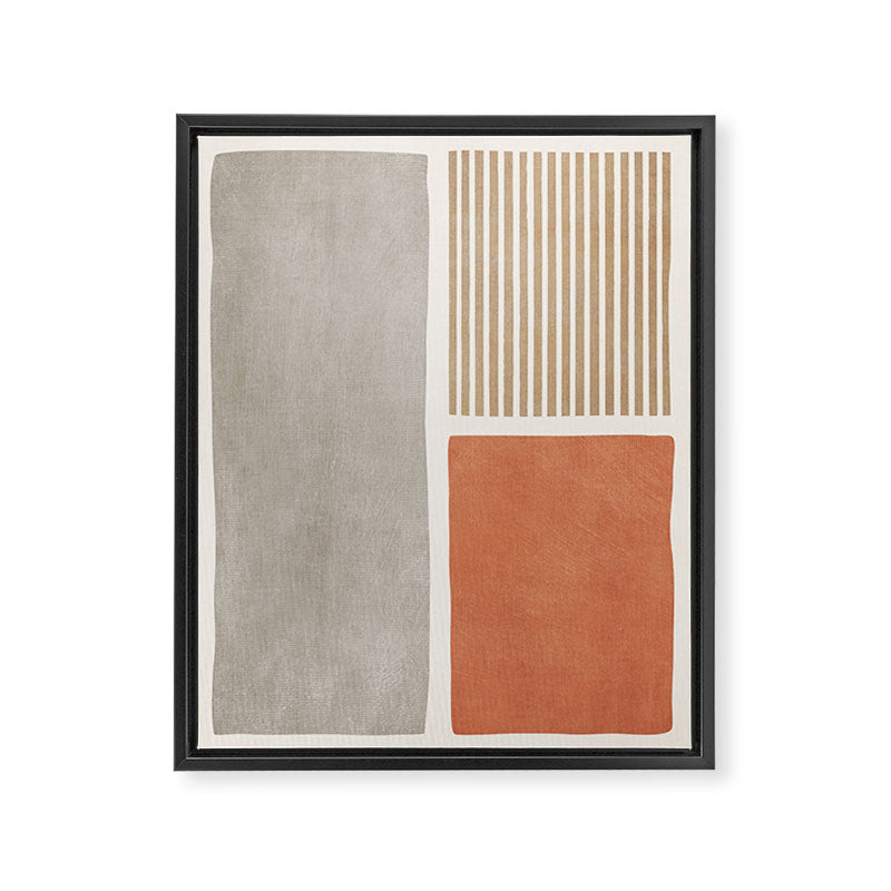 Terracotta Beige Tan Bold Lines Artwork Framed Canvas Print Gallery Image 6