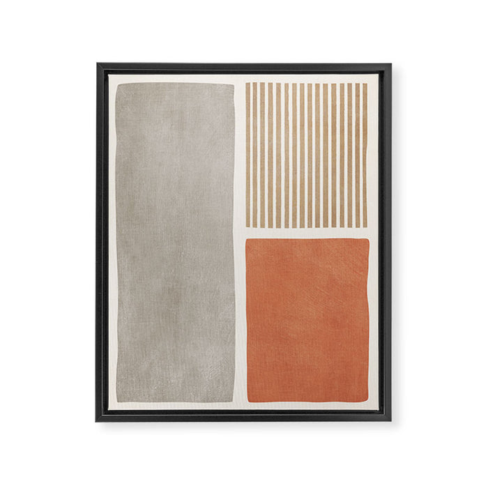 Terracotta Beige Tan Bold Lines Artwork Framed Canvas Print Gallery Image 1