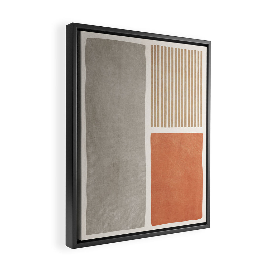 Terracotta Beige Tan Bold Lines Artwork Framed Canvas Print Gallery Image 2
