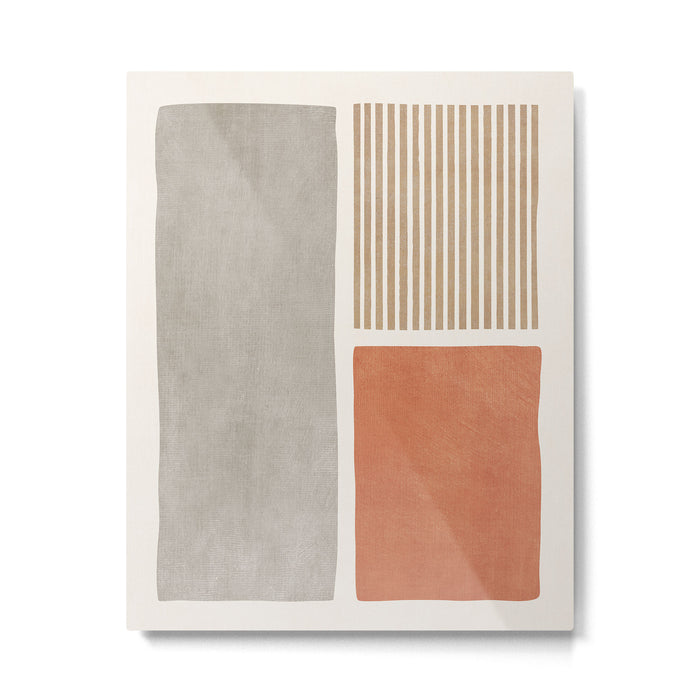 Terracotta Beige Tan Bold Lines Artwork Metal Print Gallery Image 1