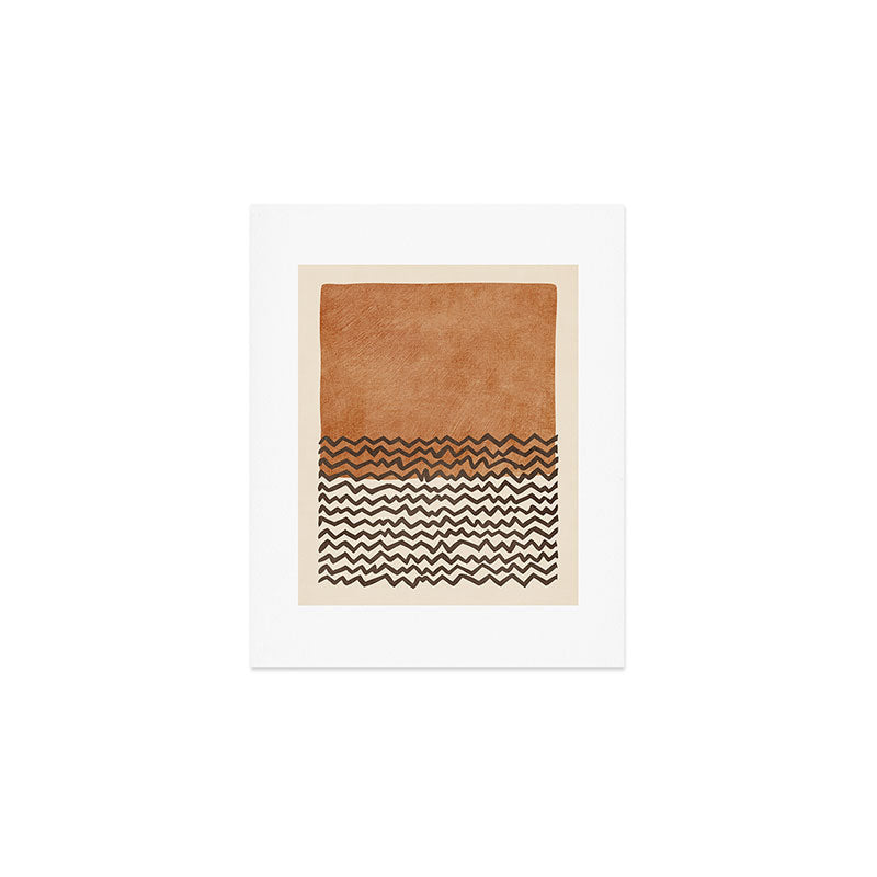 Terracotta Black Waves Abstract Artwork Art Print Gallery Image 1