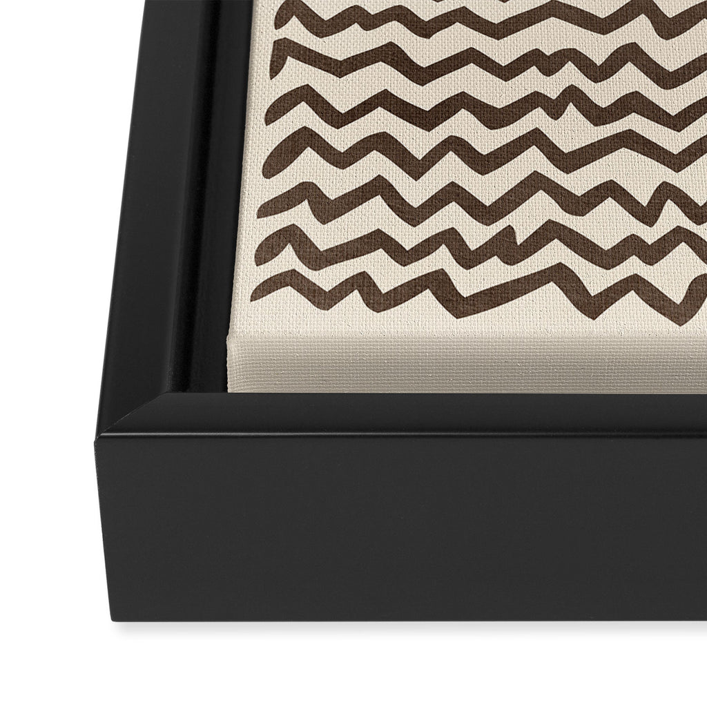 Terracotta Black Waves Abstract Artwork Framed Canvas Print Gallery Image 3