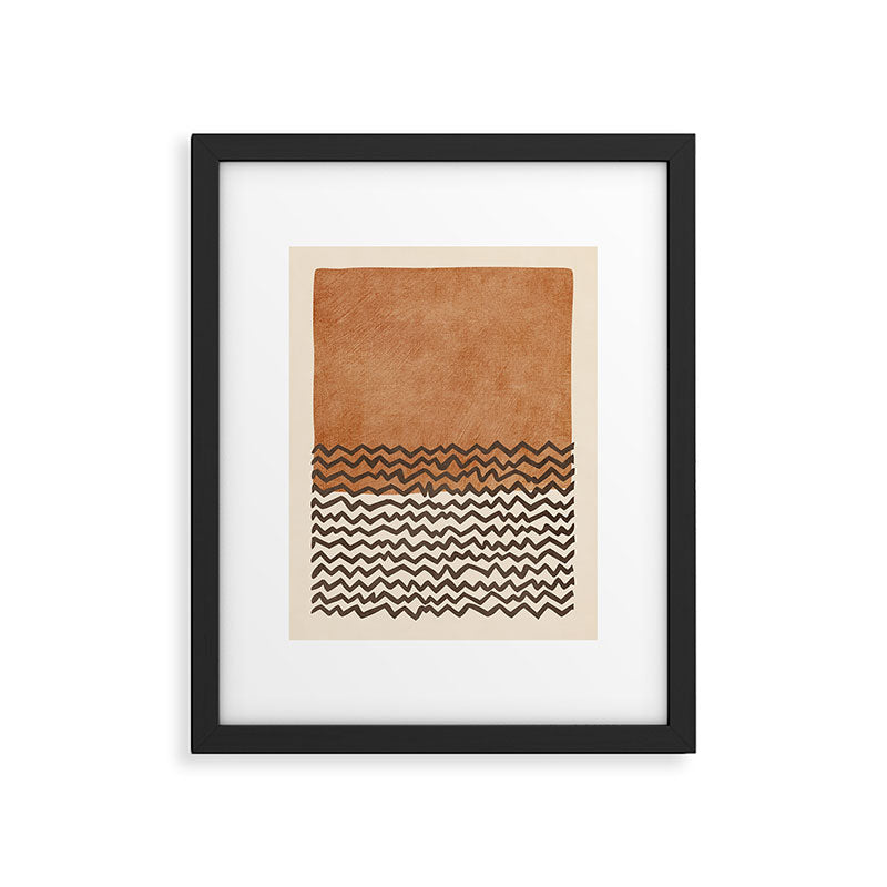 Terracotta Black Waves Abstract Artwork Framed Art Print Gallery Image 5
