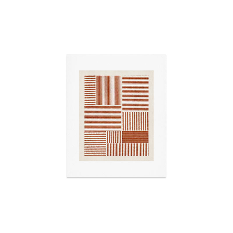 Terracotta Bold Lines Minimalist Geometric Artwork Art Print Gallery Image 1