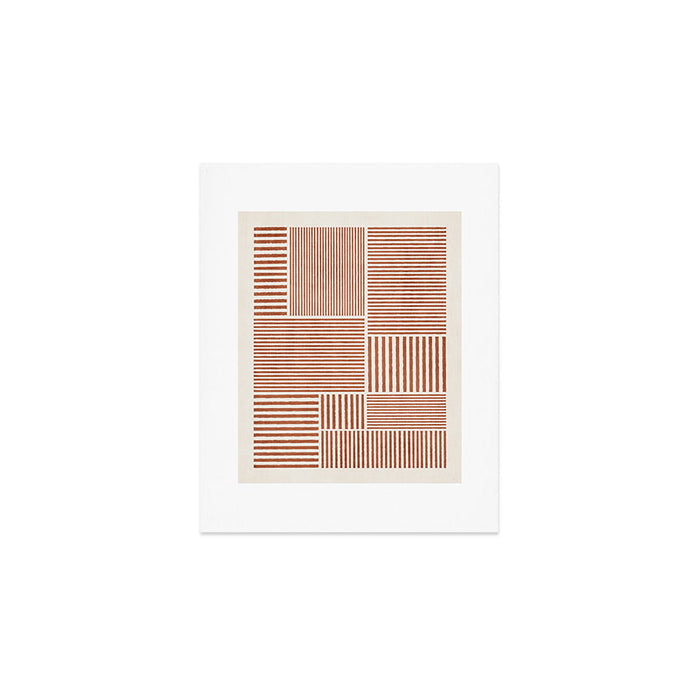 Terracotta Bold Lines Minimalist Geometric Artwork Art Print Gallery Image 1