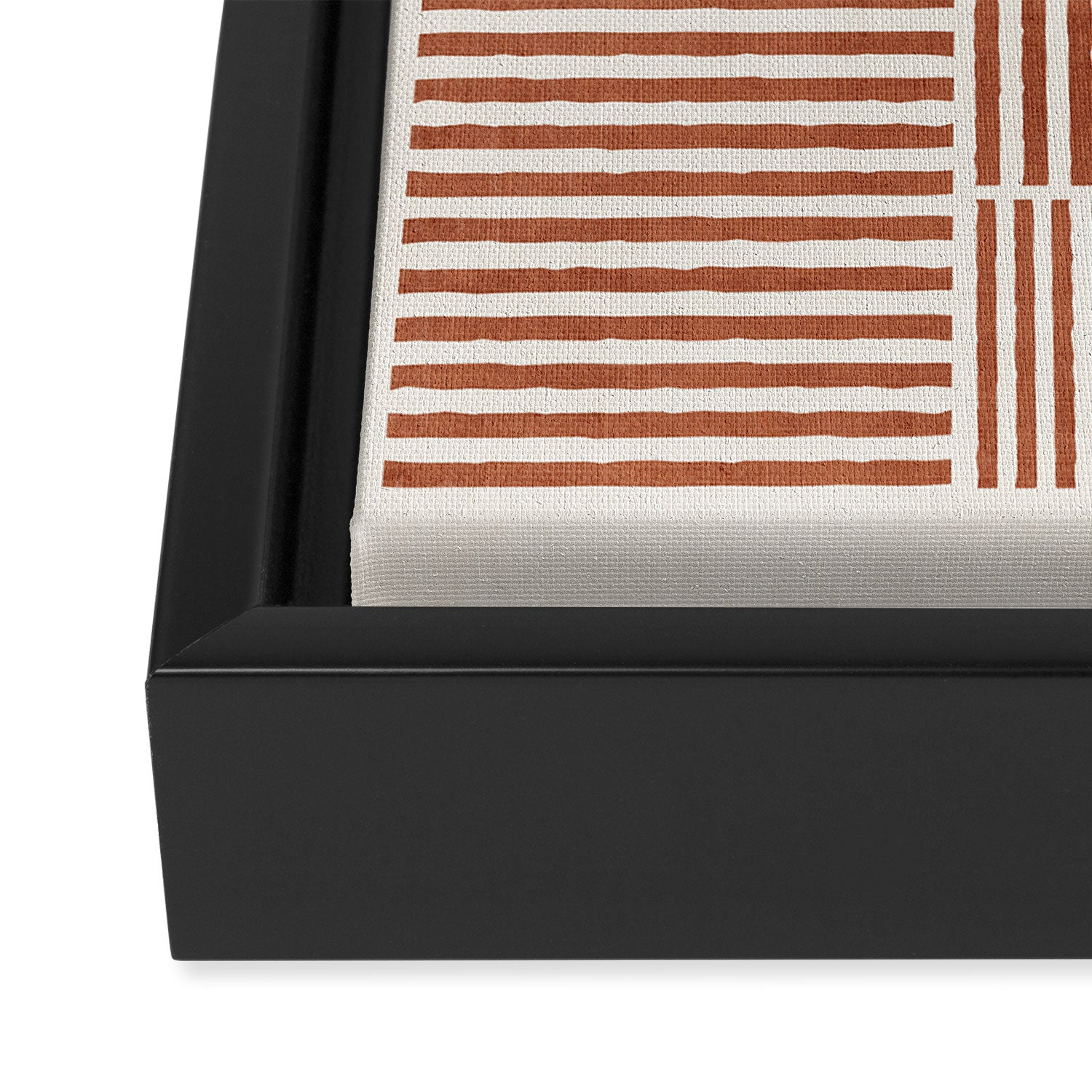 Terracotta Bold Lines Minimalist Geometric Artwork Framed Canvas Print Gallery Image 3