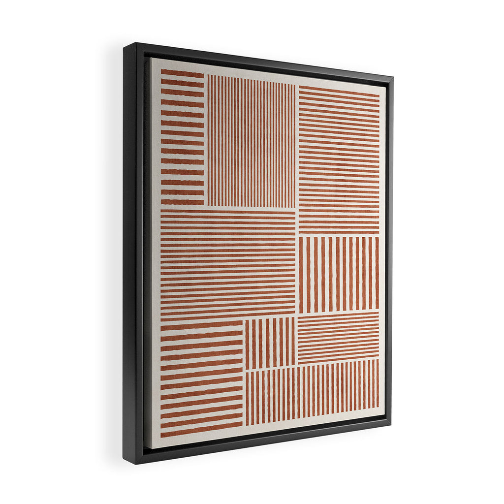 Terracotta Bold Lines Minimalist Geometric Artwork Framed Canvas Print Gallery Image 2