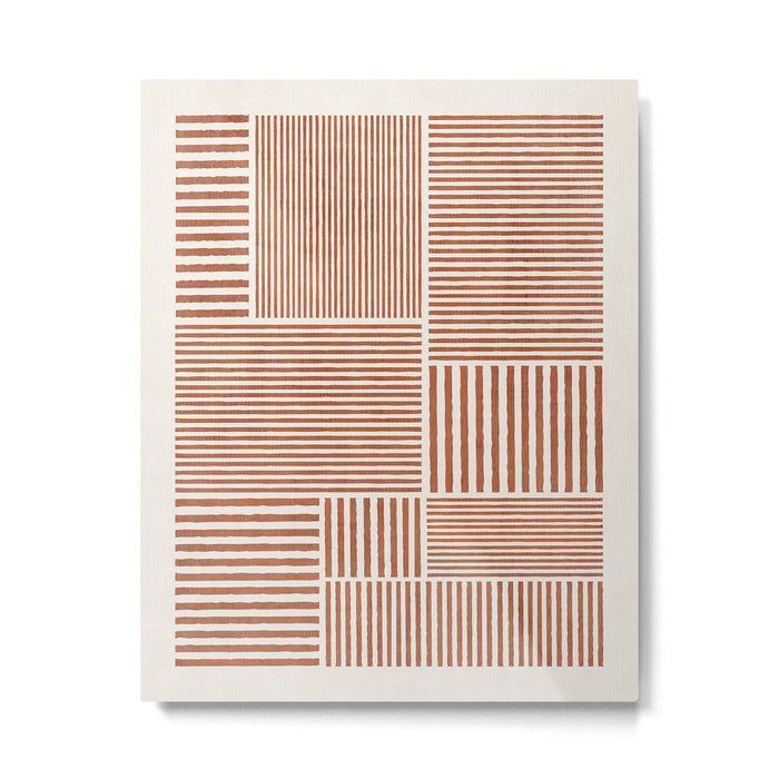 Terracotta Bold Lines Minimalist Geometric Artwork Metal Print Gallery Image 1