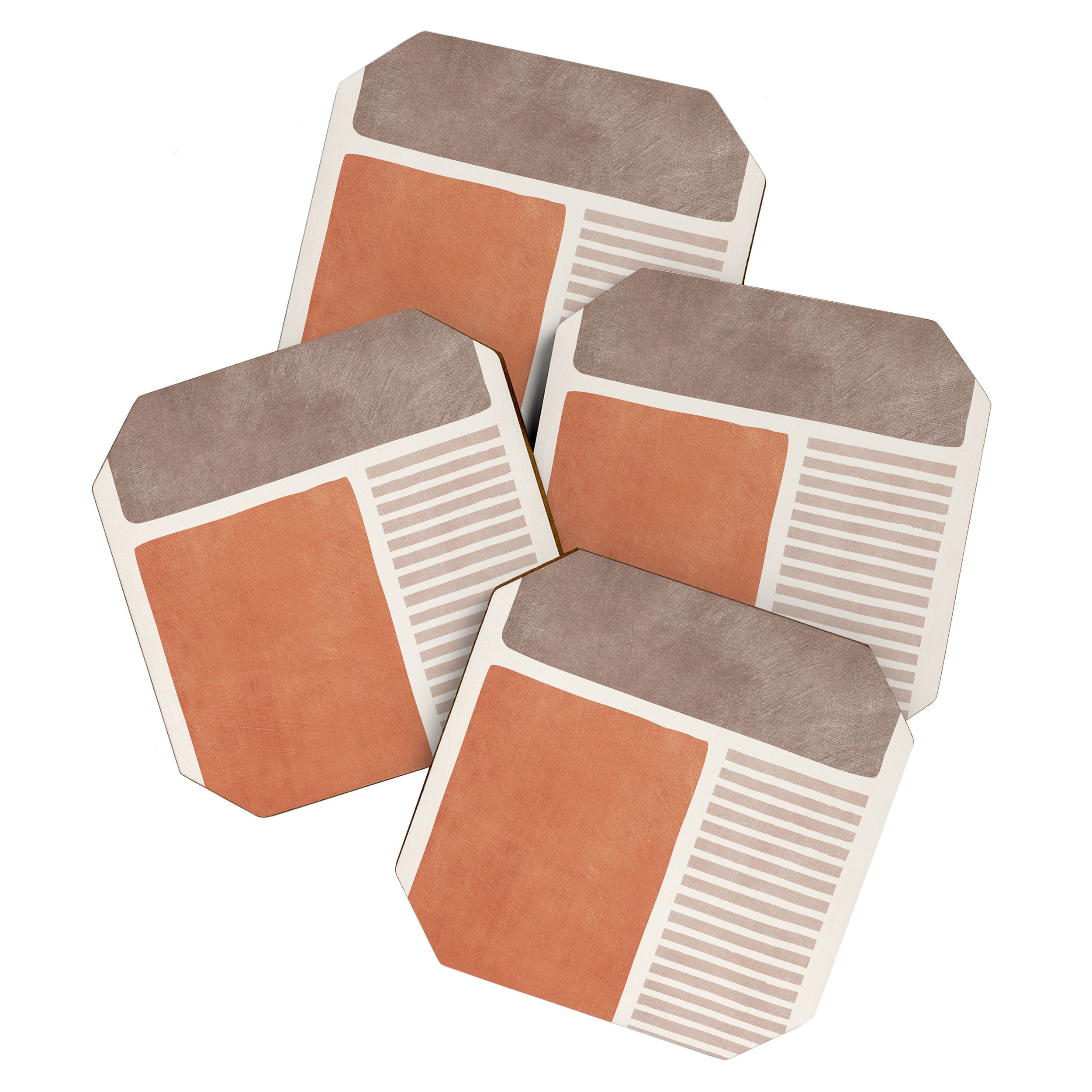 Terracotta Brown Beige Modern Minimalist Artwork Coaster Gallery Image 1