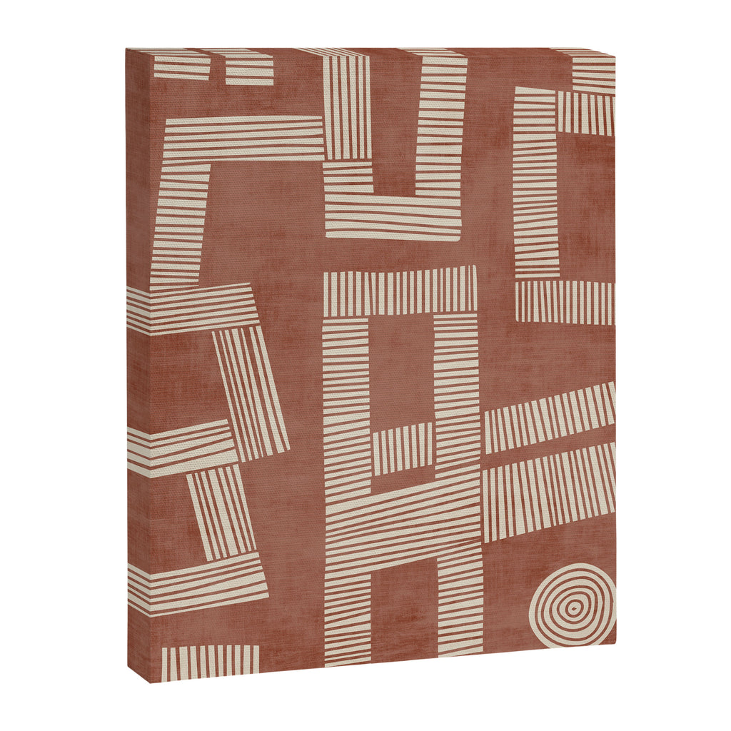 Terracotta Cream Digital Linocut Boho Artwork Canvas Print Gallery Image 6