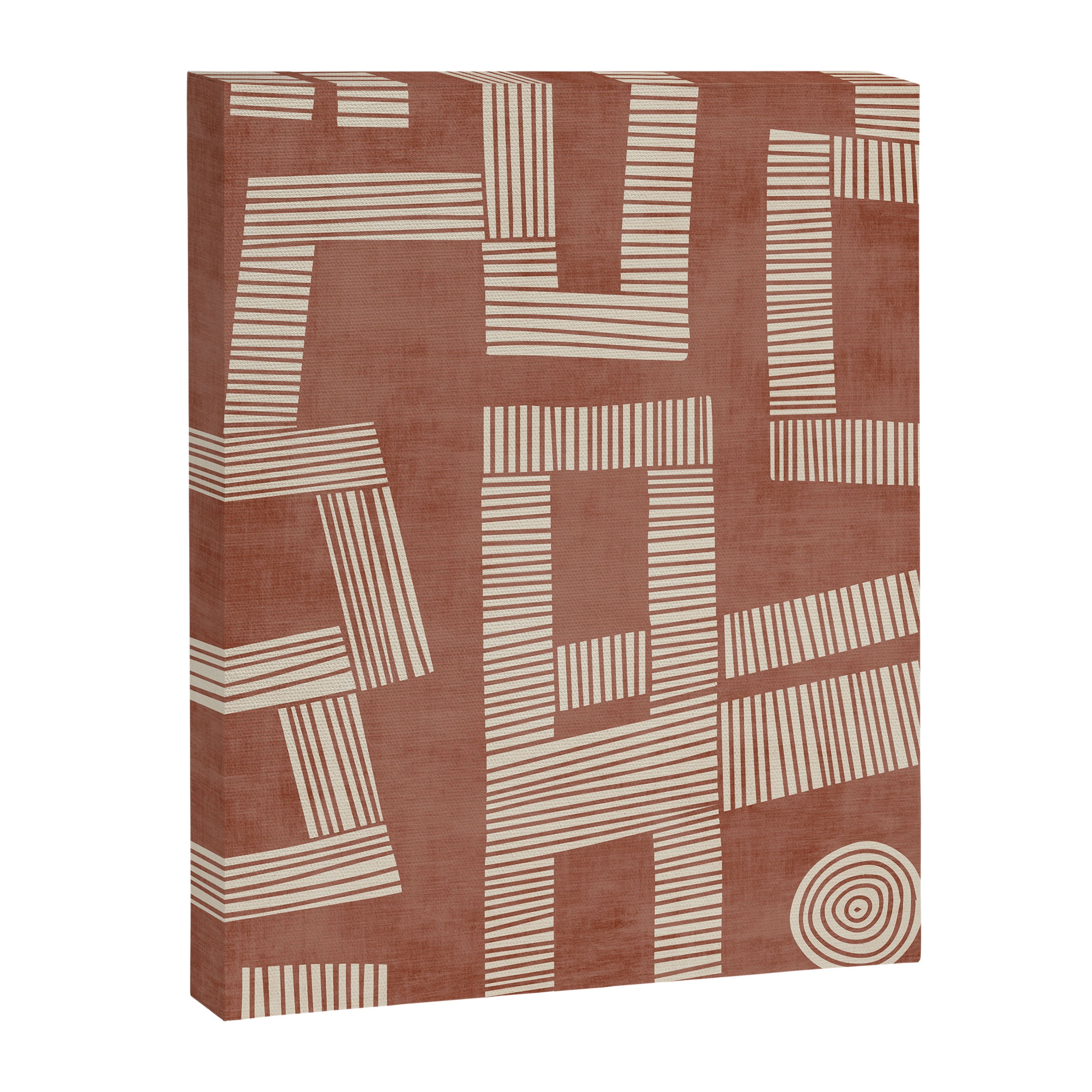 Terracotta Cream Digital Linocut Boho Artwork Canvas Print Gallery Image 6