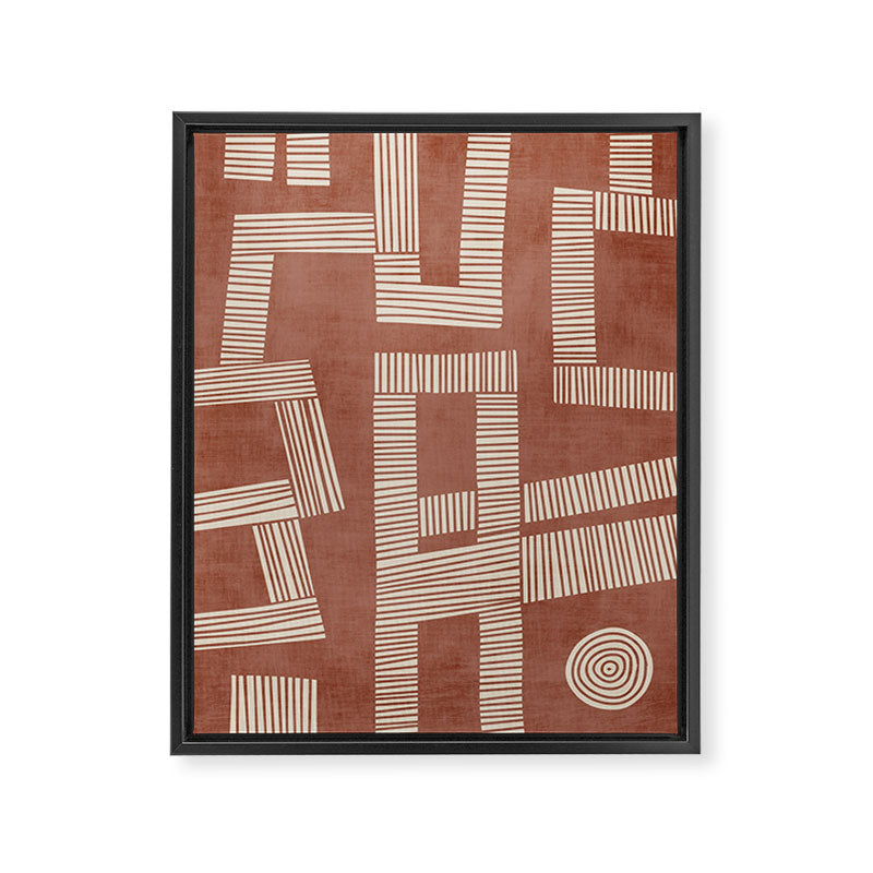 Terracotta Cream Digital Linocut Boho Artwork Framed Canvas Print Gallery Image 6