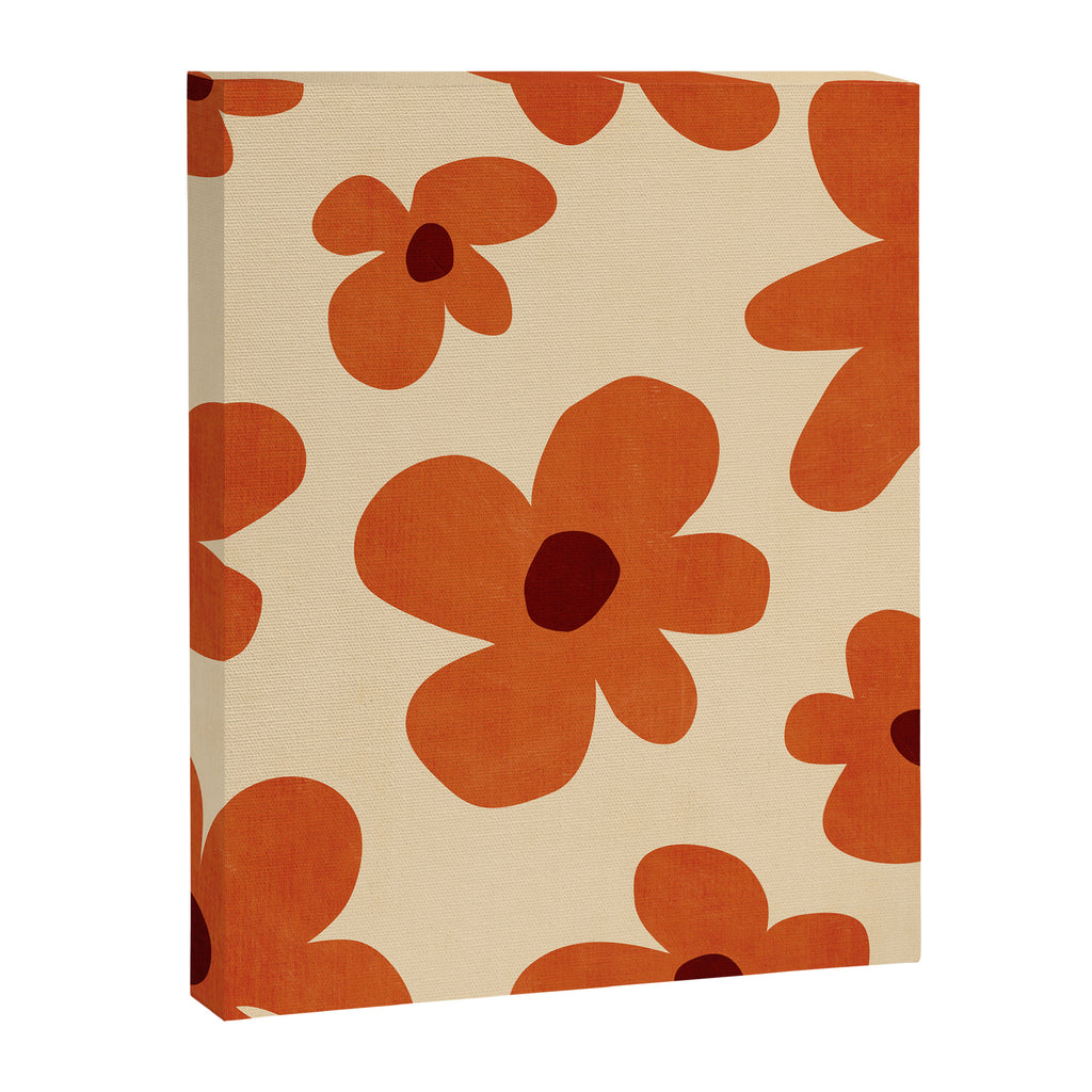Terracotta Cream Flowers Minimalist Artwork Canvas Print Gallery Image 6
