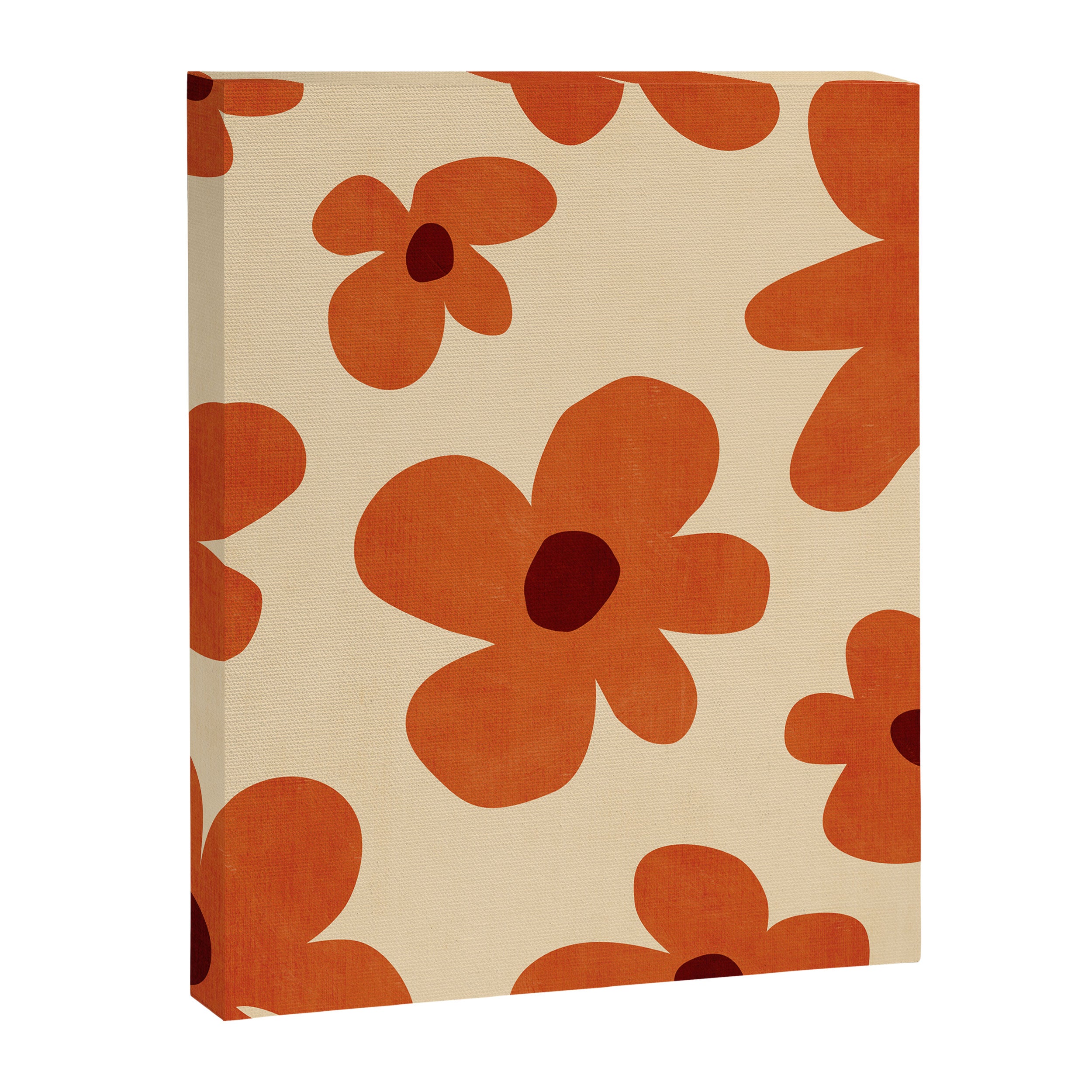 Terracotta Cream Flowers Minimalist Artwork Canvas Print Gallery Image 6
